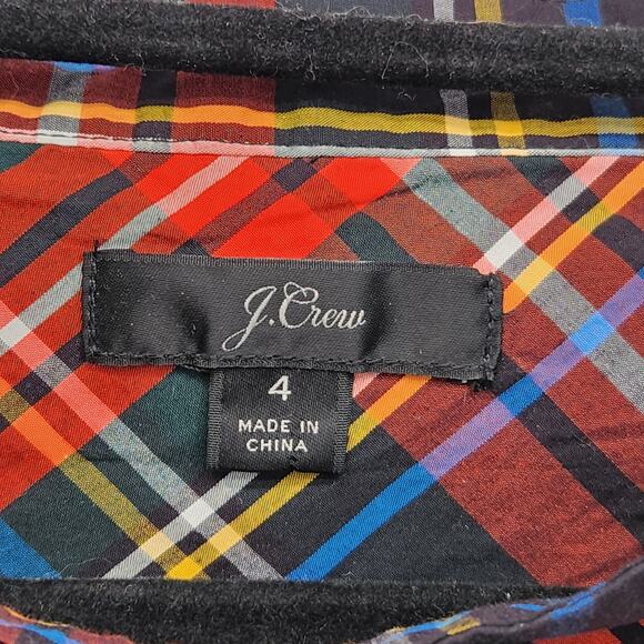 J.Crew Plaid Funnelneck Shirt in Stewart tartan with Jeweled Buttons Women's 4 - Picture 3 of 12